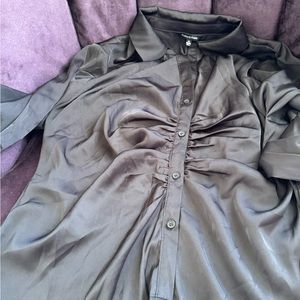 NWOT Black Satin Top